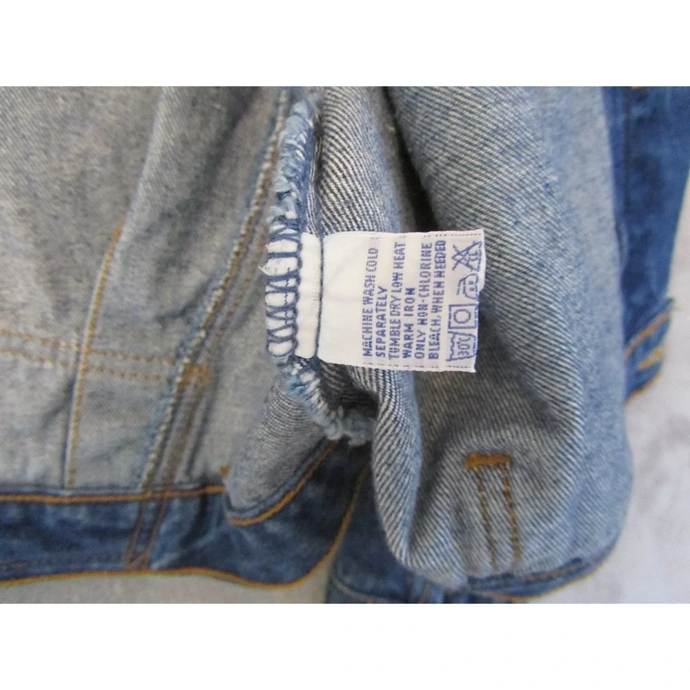 Tommy Hilfiger Vintage Denim Trucker Jacket Blue Medium Wash Small Flag Log - Picture 5 of 8